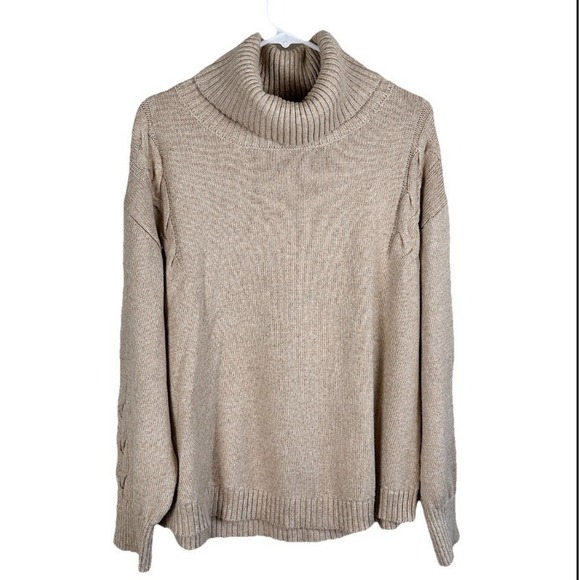 St. John's Bay Sweaters - St Johns Bay Womens‎ XL Cowl Neck Knit Sweater Long Sleeve Beige Pullover
